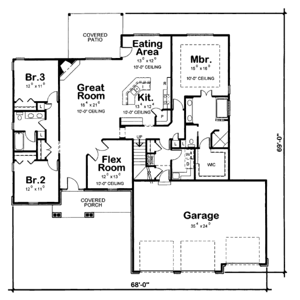 Craftsman Style House Plan 3 Beds 2 Baths 2200 Sq/Ft