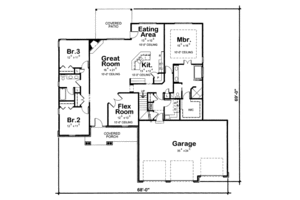 Floor Plan - Main Floor for Craftsman House Plan #20-2129 - 3 bed, 2 bath