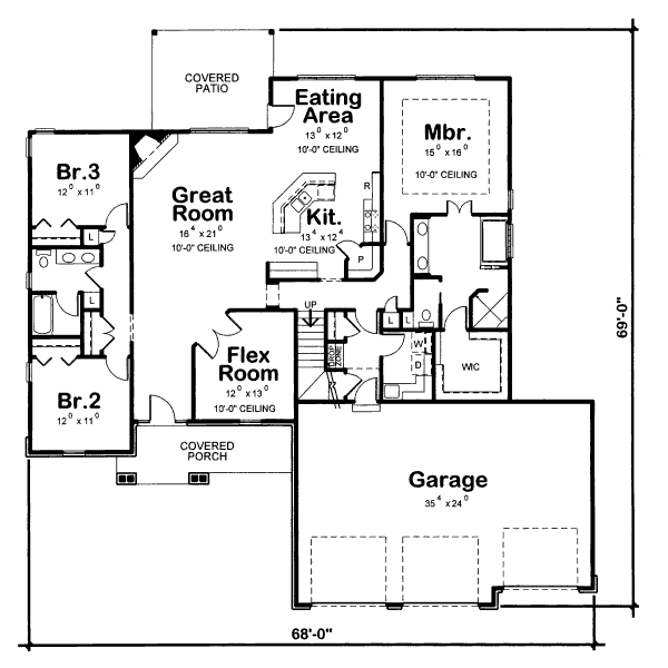 House Plan Design - Craftsman Floor Plan - Main Floor Plan #20-2129