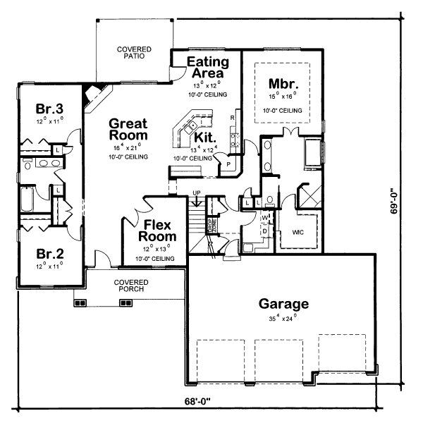 Architectural House Design - Craftsman Floor Plan - Main Floor Plan #20-2129