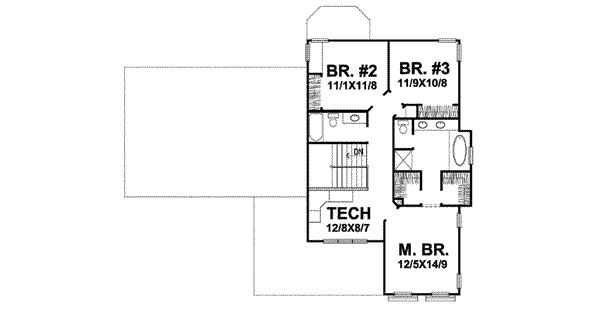 Traditional Floor Plan - Upper Floor Plan #50-267