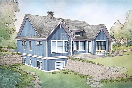 Exterior - Rear Elevation 1 for Farmhouse House Plan #928-328 - 4 bed, 4 bath