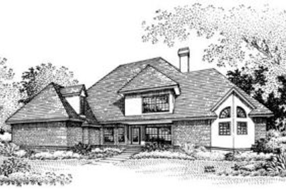 Exterior - Rear Elevation for European House Plan #45-209 - 4 bed, 3.5 bath