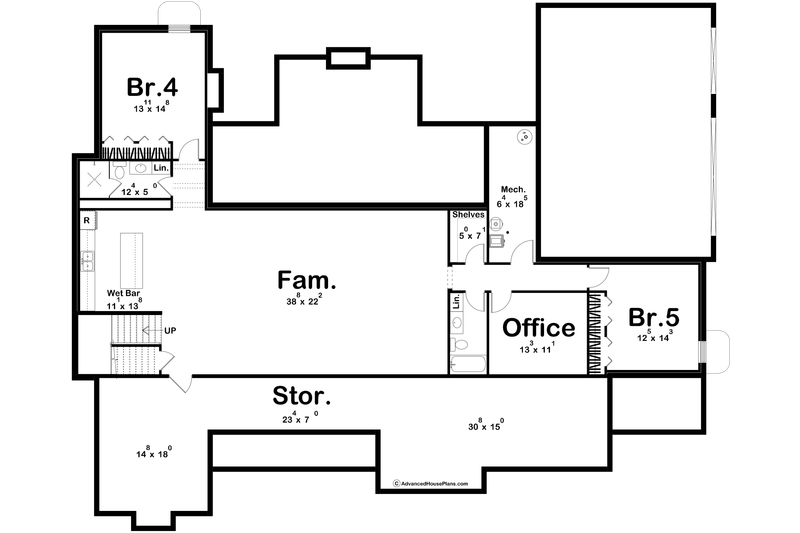Home Plan - Floor Plan - Lower Floor for Cottage House Plan #455-678 - 3 bed, 2.5 bath