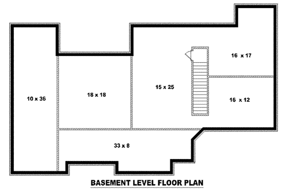 Floor Plan - Lower Floor for Southern House Plan #81-1106 - 3 bed, 2 bath