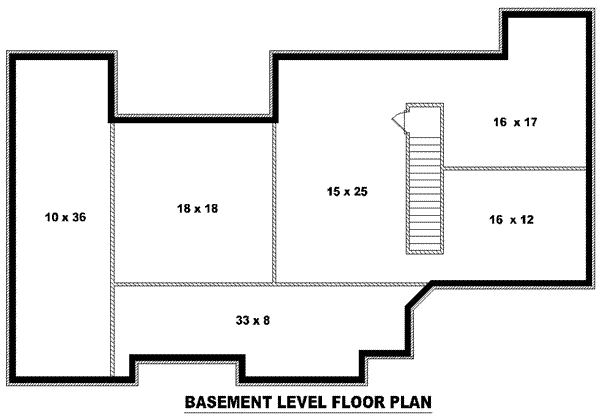 Floor Plan - Lower Floor for Southern House Plan #81-1106 - 3 bed, 2 bath