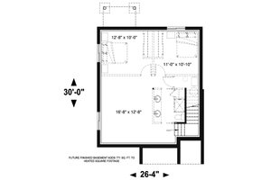 Floor Plan - Lower Floor for Modern House Plan #23-2705 - 3 bed, 1.5 bath