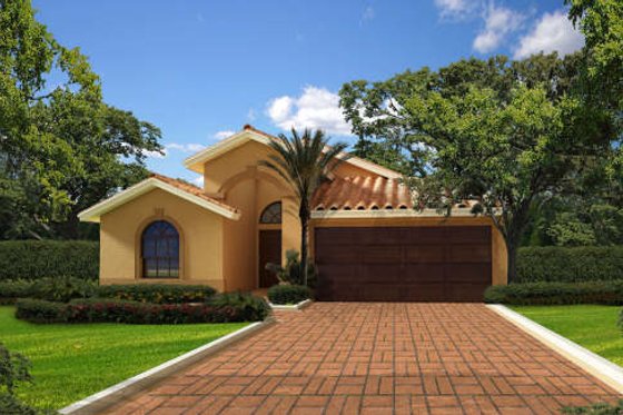Exterior - Front Elevation for Mediterranean House Plan #420-258 - 4 bed, 2.5 bath