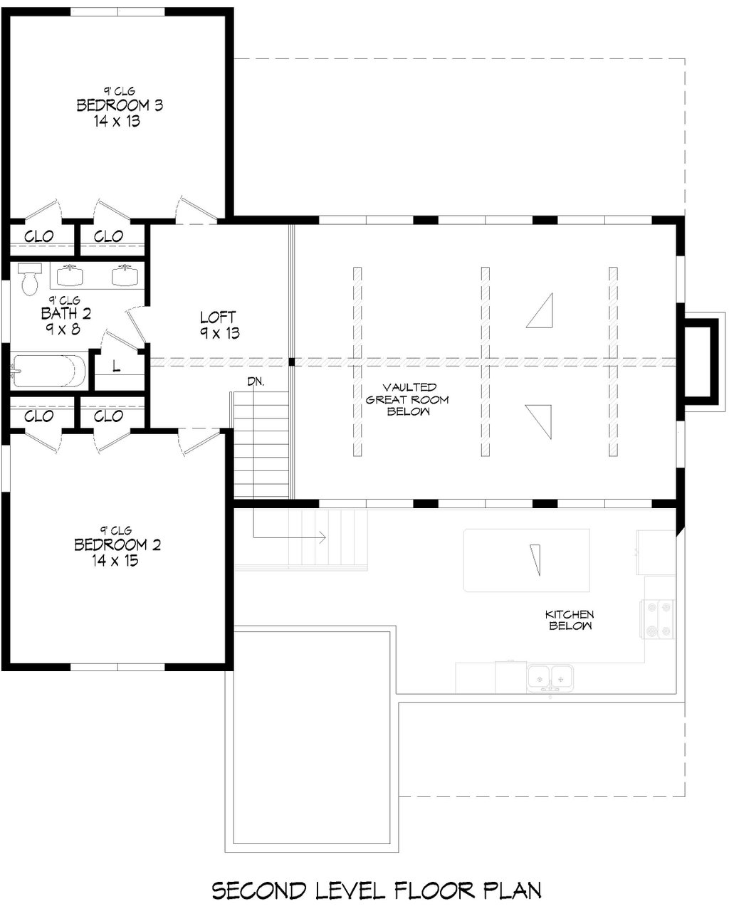 Floor Plan - Upper Floor for Farmhouse House Plan #932-1425 - 3 bed, 2.5 bath