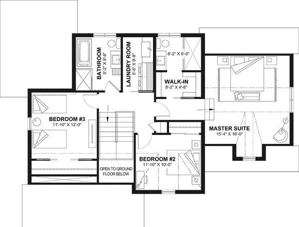 Home Plan - Floor Plan - Upper Floor for Country House Plan #23-253 - 3 bed, 2.5 bath