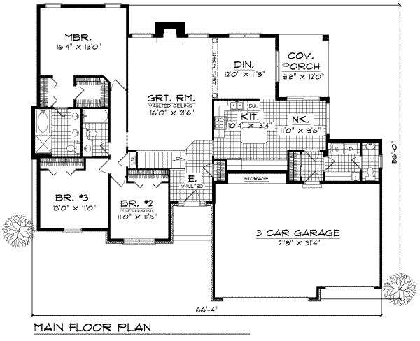 House Plan Design - Traditional Floor Plan - Main Floor Plan #70-237