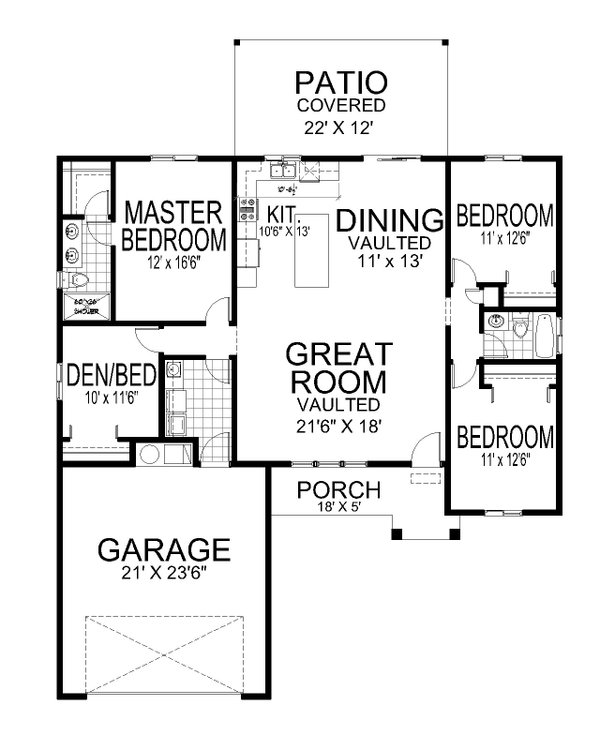 Dream House Plan - Floor Plan - Main Floor for European House Plan #112-288 - 4 bed, 2 bath
