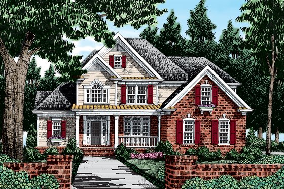 Exterior - Front Elevation 4 for Country House Plan #927-8 - 4 bed, 3 bath