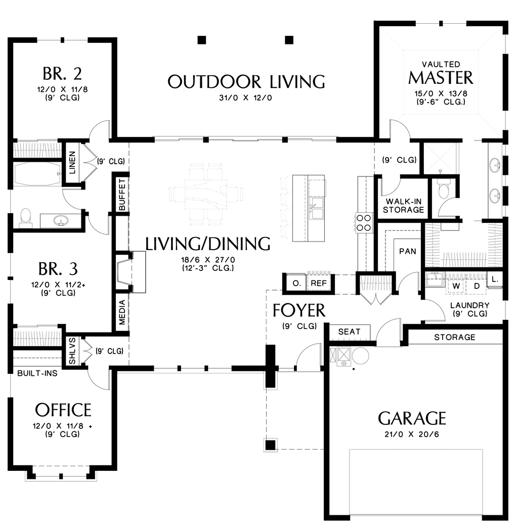 Contemporary Style House Plan - 3 Beds 2 Baths 2136 Sq/Ft Plan #48-1016 ...