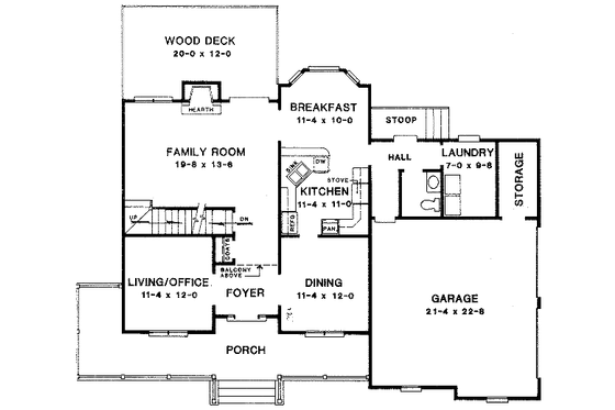 Floor Plan - Main Floor for Traditional House Plan #10-218 - 3 bed, 2.5 bath