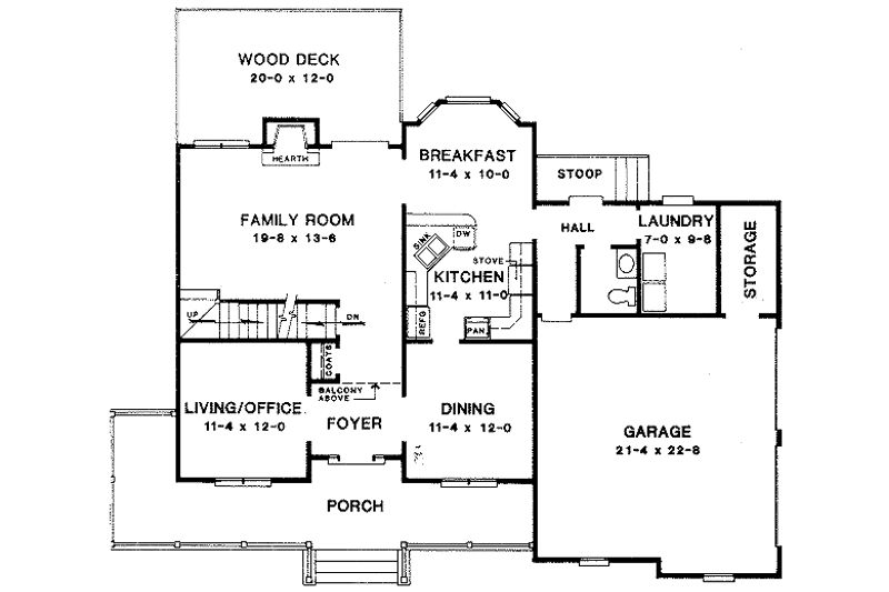 House Blueprint - Floor Plan - Main Floor for Traditional House Plan #10-218 - 3 bed, 2.5 bath
