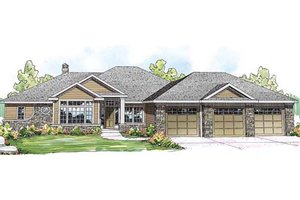 Ranch Exterior - Front Elevation Plan #124-858
