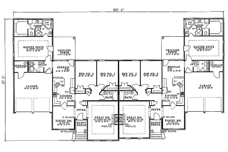 Dream House Plan - Floor Plan - Main Floor for Traditional House Plan #17-1057 - 3 bed, 2 bath