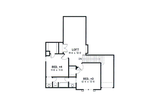 Floor Plan - Upper Floor for Traditional House Plan #67-221 - 4 bed, 3 bath