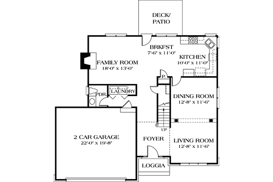 Floor Plan - Main Floor for Traditional House Plan #453-75 - 3 bed, 2.5 bath