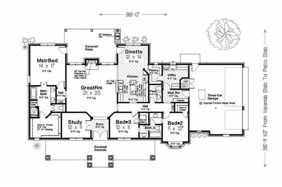 Floor Plan - Main Floor for Traditional House Plan #310-960 - 3 bed, 2.5 bath