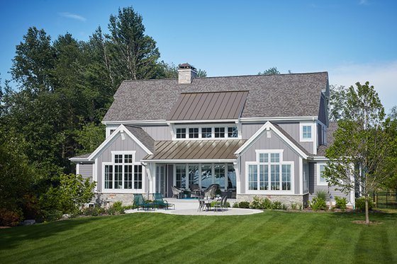 Exterior - Rear Elevation 1 for Farmhouse House Plan #928-14 - 3 bed, 3.5 bath