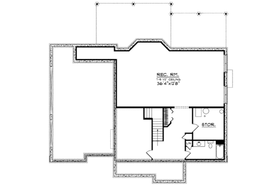 Floor Plan - Lower Floor for European House Plan #70-638 - 4 bed, 3.5 bath