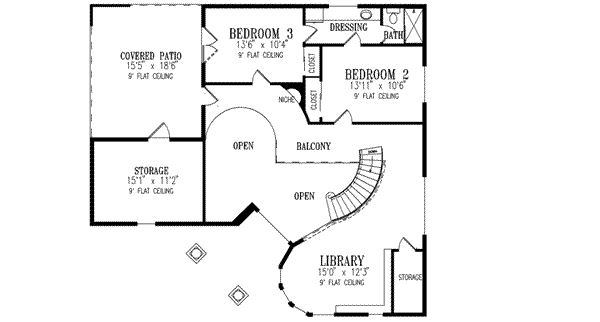 Adobe / Southwestern Floor Plan - Upper Floor Plan #1-833