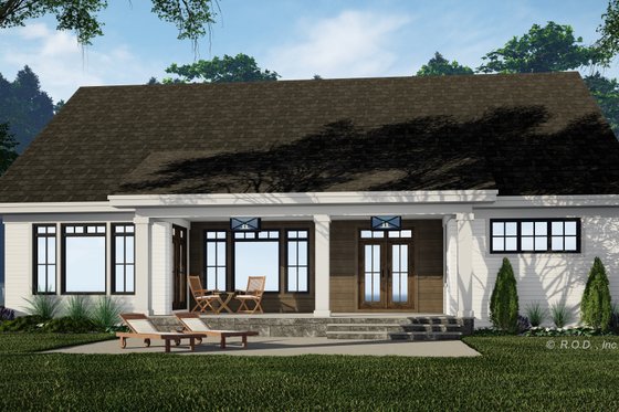 Exterior - Rear Elevation 1 for Farmhouse House Plan #51-1231 - 3 bed, 2.5 bath