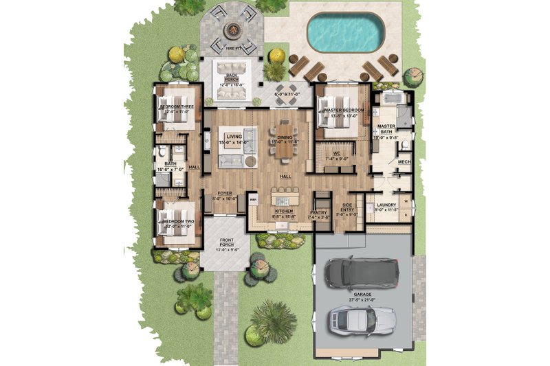 Architectural House Design - Floor Plan - Main Floor 1 for Modern House Plan #928-360 - 3 bed, 2 bath