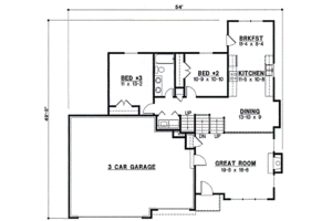 Floor Plan - Main Floor for Traditional House Plan #67-705 - 4 bed, 3 bath
