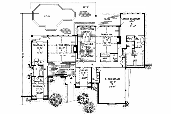 Floor Plan - Main Floor for European House Plan #312-192 - 5 bed, 3.5 bath