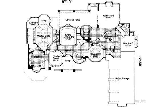 Floor Plan - Main Floor for European House Plan #135-117 - 4 bed, 4 bath