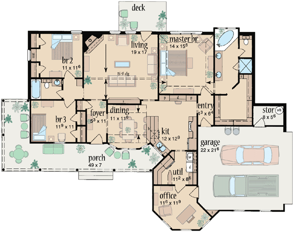 House Plan Design - Farmhouse Floor Plan - Main Floor Plan #36-150