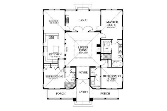Floor Plan - Main Floor for Beach House Plan #426-6 - 3 bed, 2 bath