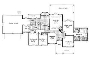Floor Plan - Main Floor for European House Plan #417-192 - 3 bed, 2 bath