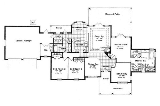 Floor Plan - Main Floor for European House Plan #417-192 - 3 bed, 2 bath