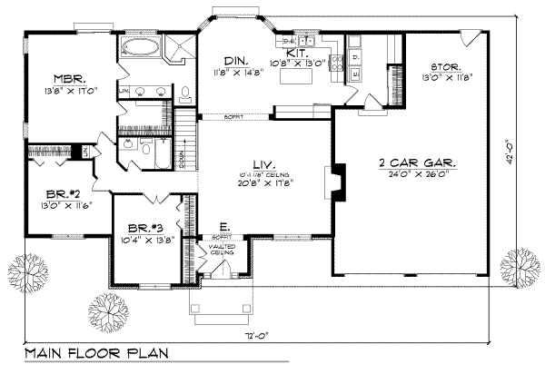 House Plan Design - Traditional Floor Plan - Main Floor Plan #70-224