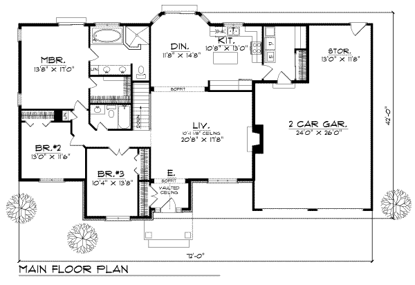 Architectural House Design - Traditional Floor Plan - Main Floor Plan #70-224