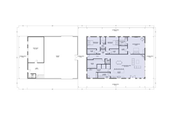 Floor Plan - Main Floor for Barndominium House Plan #1107-36 - 3 bed, 2.5 bath