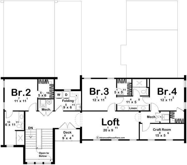 Architectural House Design - Floor Plan - Upper Floor for Beach House Plan #455-752 - 4 bed, 3.5 bath