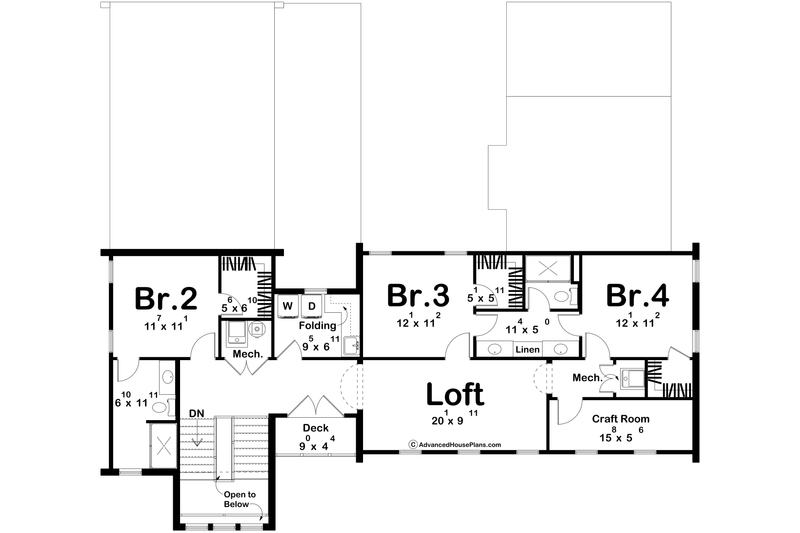 Dream House Plan - Floor Plan - Upper Floor for Beach House Plan #455-752 - 4 bed, 3.5 bath
