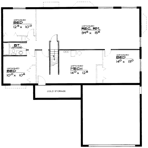 Ranch Floor Plan - Lower Floor Plan #308-148