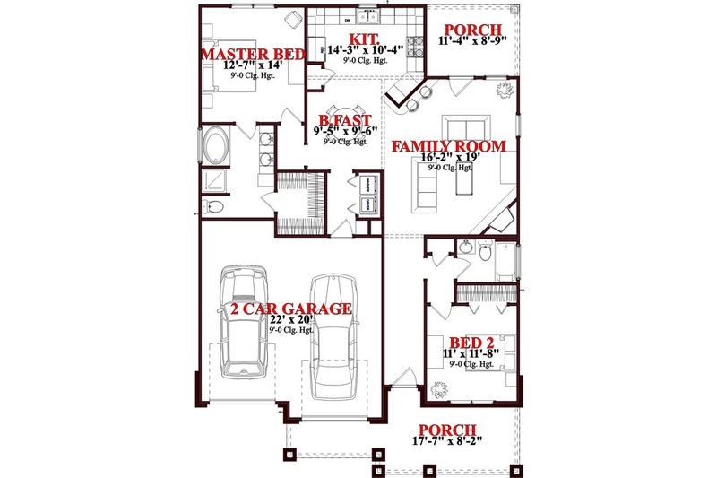 Bungalow Style House Plan - 2 Beds 2 Baths 1336 Sq/Ft Plan #63-235 ...