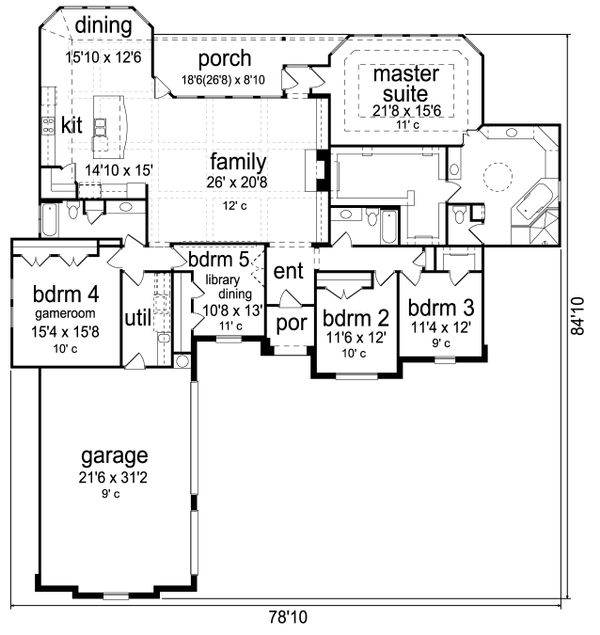 Dream House Plan - Mediterranean Floor Plan - Main Floor Plan #84-599