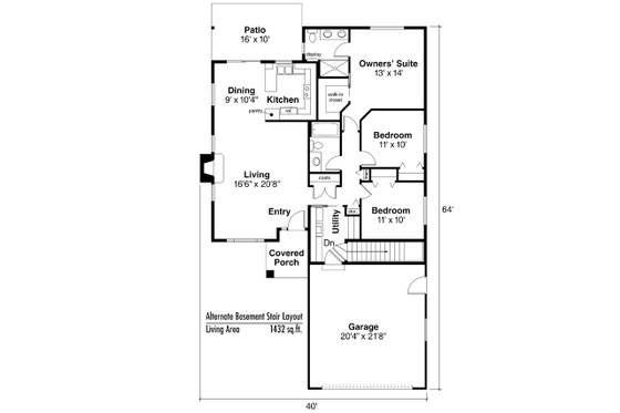 Floor Plan - Other Floor House Plan #124-334 - 3 bed, 2 bath