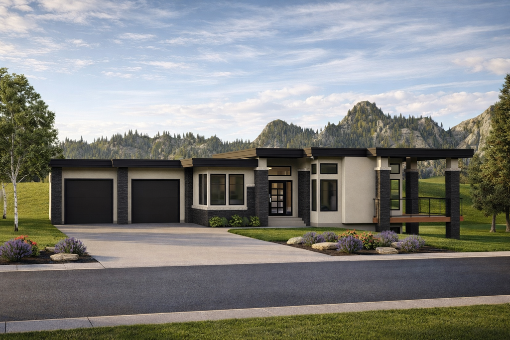 Exterior - Front Elevation 2 for Modern House Plan #1100-83 - 1 bed, 1.5 bath