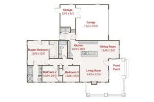 Floor Plan - Main Floor for Craftsman House Plan #461-1 - 3 bed, 2 bath