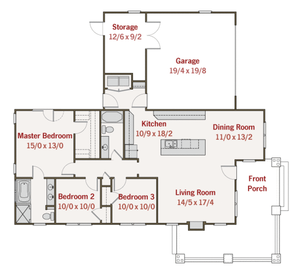 Craftsman Floor Plan - Main Floor Plan #461-1