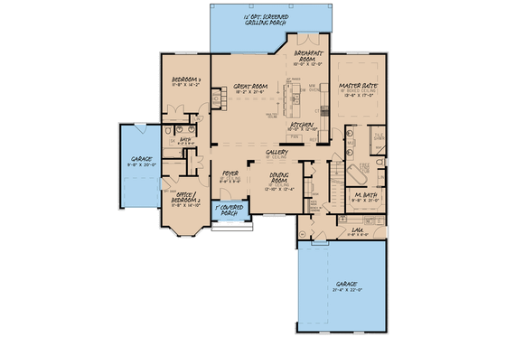 Floor Plan - Main Floor for European House Plan #923-82 - 3 bed, 2 bath